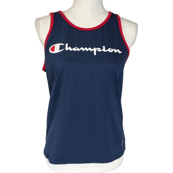 Champion Spell Out Tank Top Womens XL Blue Red Summer Casual Activewear - Picture 1 of 7